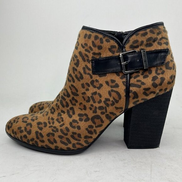 Libby Edelman Claudia 9M Leopard Animal Print Heeled Ankle Bootie Boots Mob Wife - Picture 4 of 16